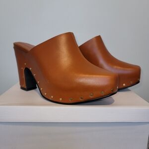 Rebecca Minkoff Tan Mules with Gold Studs